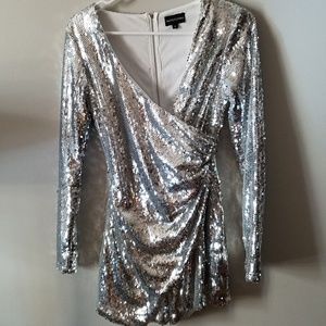 Silver sequin jumpsuit/romper
